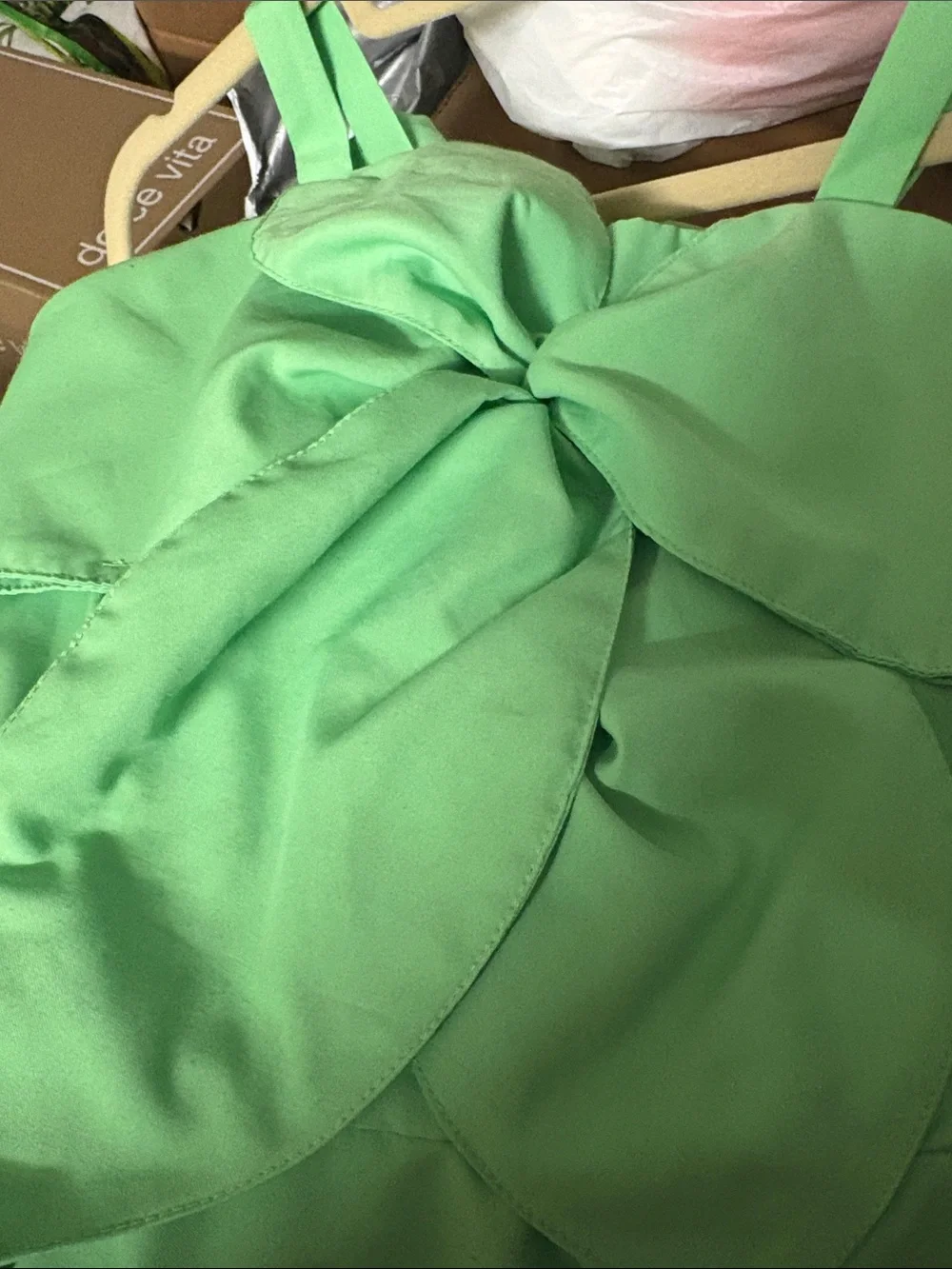 Habitual Girls Green Bow Front Tiered Party Dress Size 14